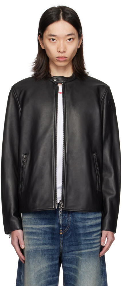 Diesel Black L-Carver Leather Jacket Cover