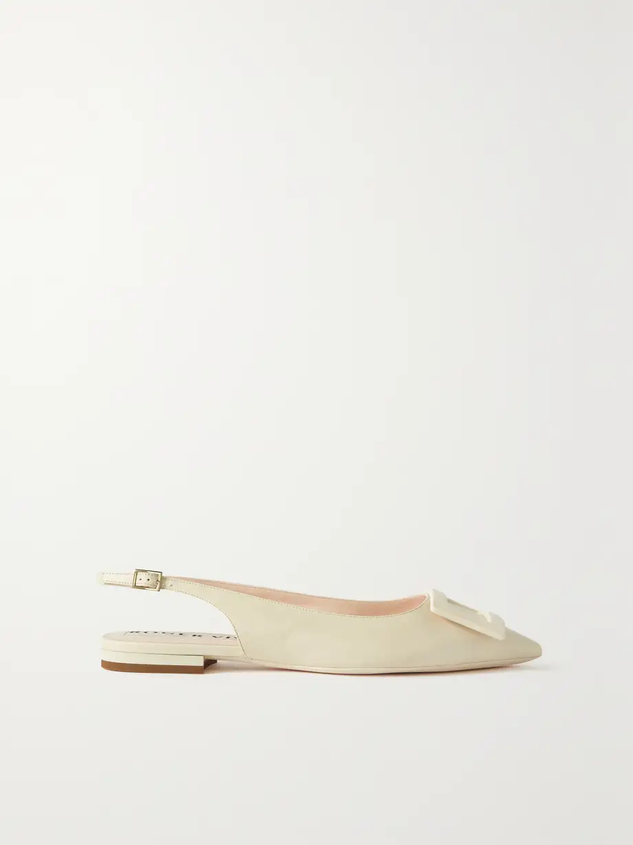 Roger Vivier - Gommettine Leather Slingback Point-toe Flats - Cream Cover