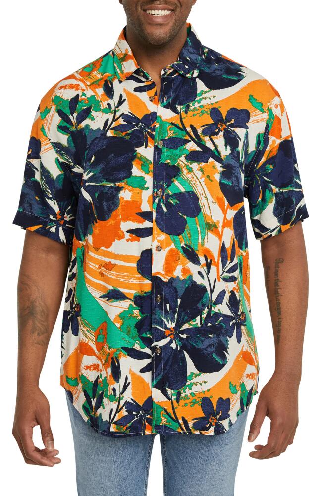 Johnny Bigg Honduras Floral Short Sleeve Button-Up Shirt in Green Cover