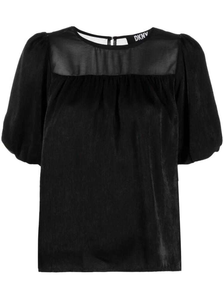 DKNY ruched-detail short-sleeves blouse - Black Cover