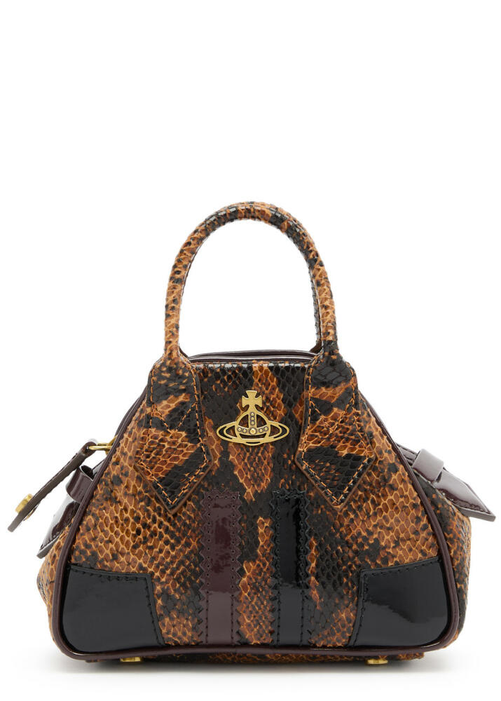 Vivienne Westwood Yasmine Mini Python-effect Leather top Handle bag - Brown Cover