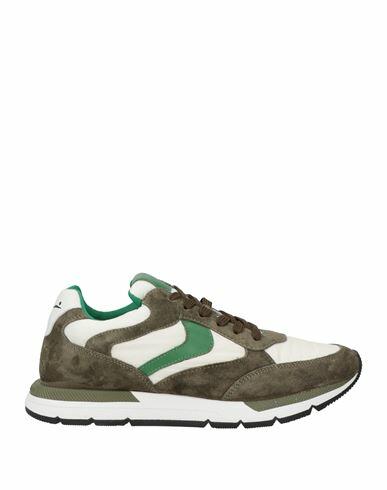 Voile Blanche Man Sneakers Military green Leather, Nylon Cover