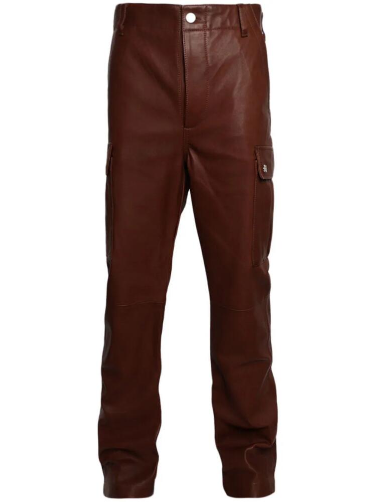 AMIRI flared leather cargo pants - Brown Cover