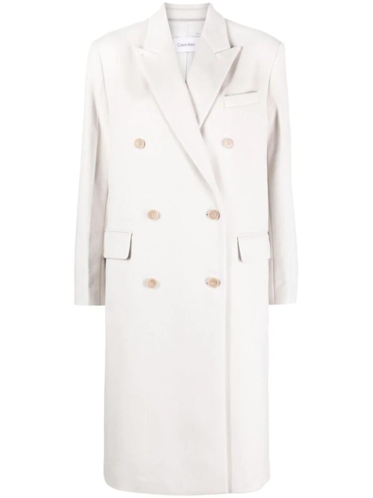 Calvin Klein double-breasted wool-blend coat - Neutrals Cover