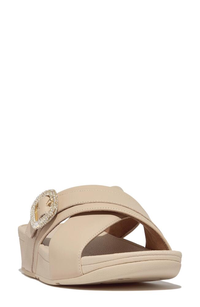 FitFlop Lulu Crystal Buckle Platform Slide Sandal in Stone Beige Cover