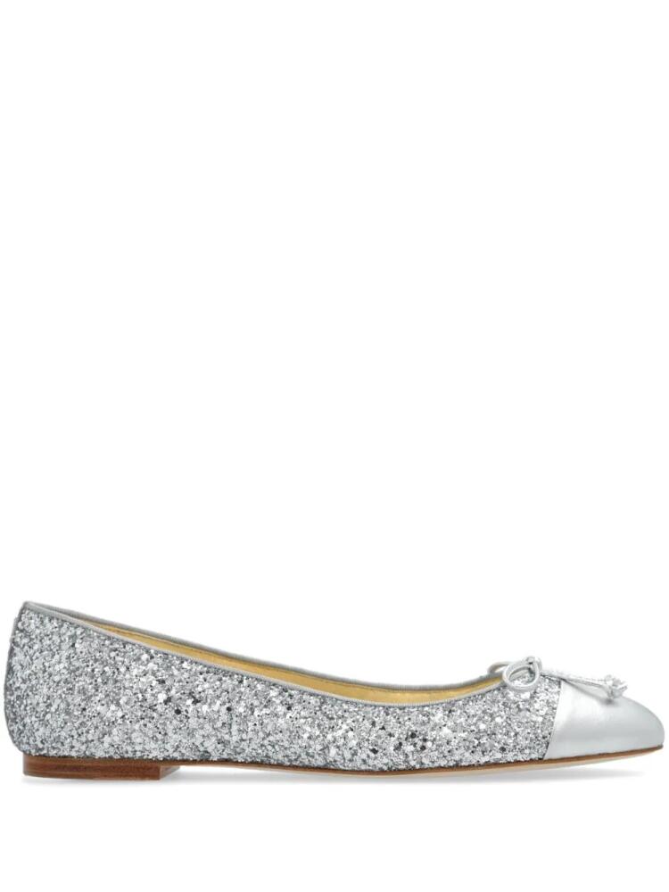 Sophia Webster Pirouette glittered ballerina shoes - Silver Cover