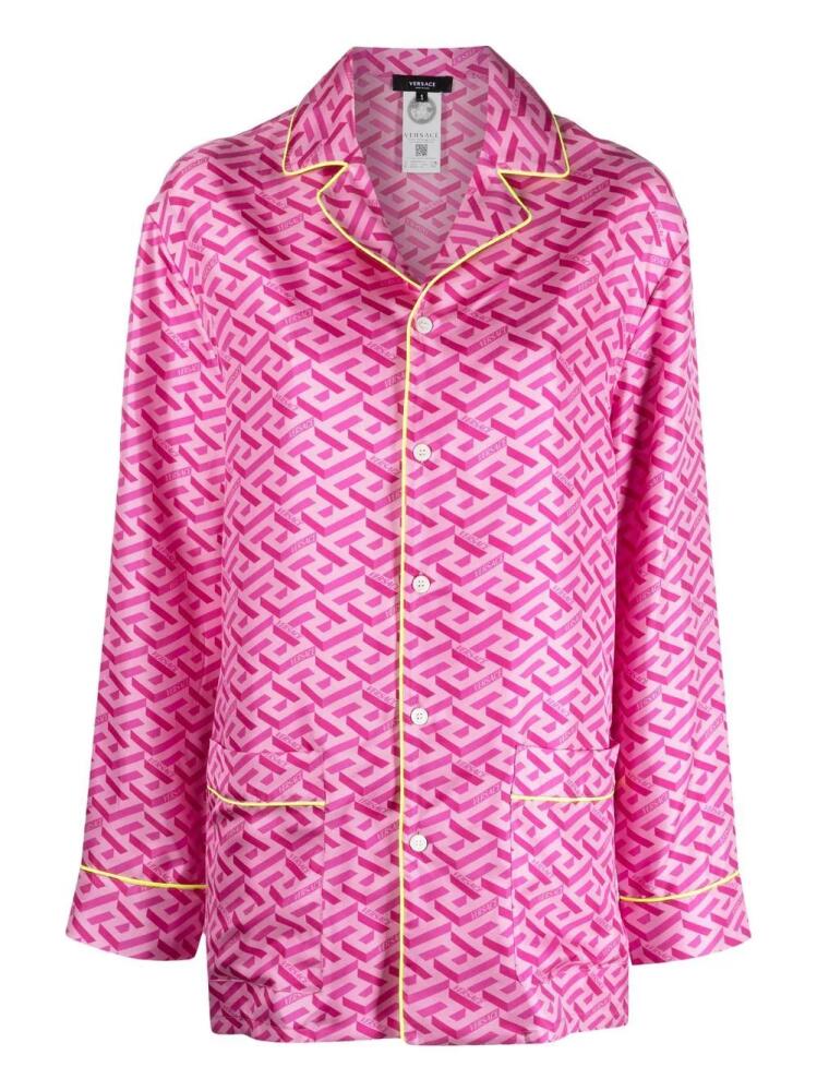 Versace monogram silk pajama top - Pink Cover