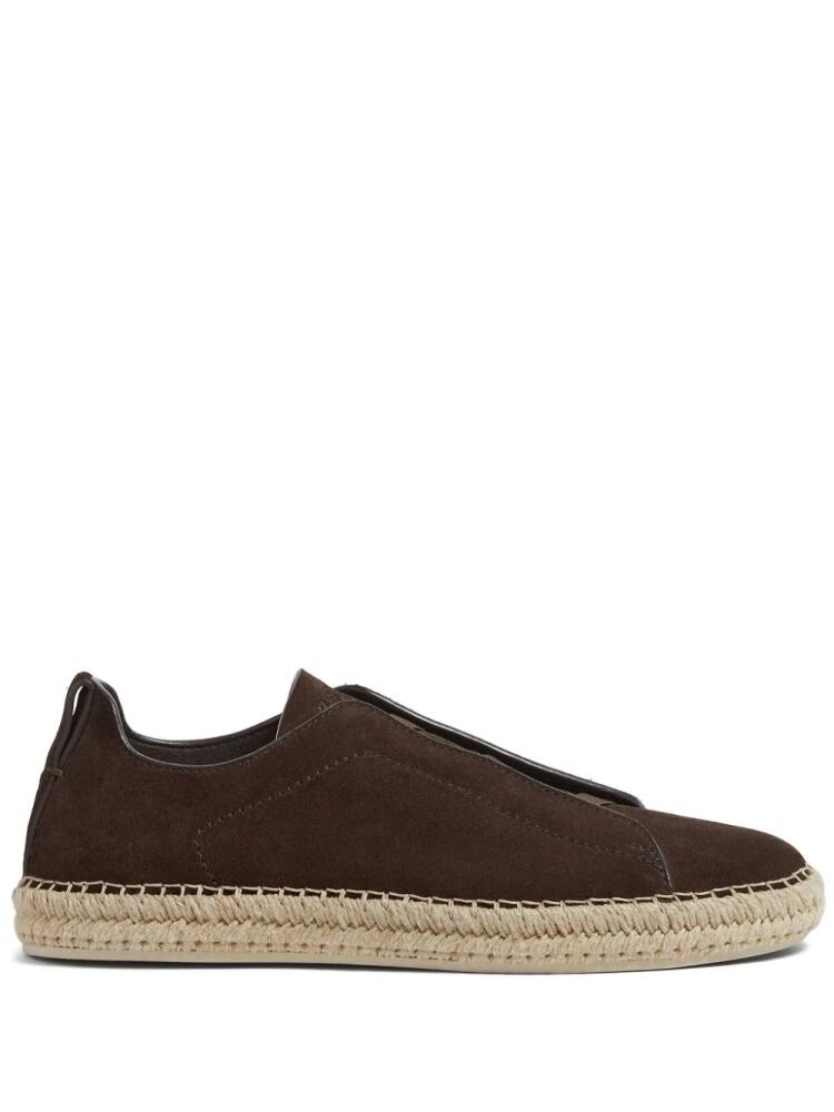 Zegna Triple Stitch suede espadrilles - Brown Cover