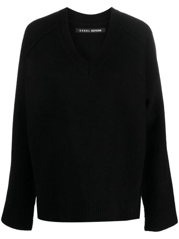 KASSL Editions V-neck merino wool jumper - Black Cover