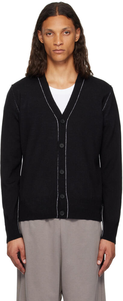 MM6 Maison Margiela Black Exposed Seam Cardigan Cover