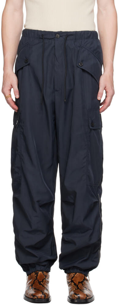 Dries Van Noten Navy Drawstring Cargo Pants Cover