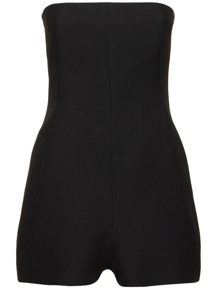 VALENTINO Strapless Crepe Short Jumpsuit Cover