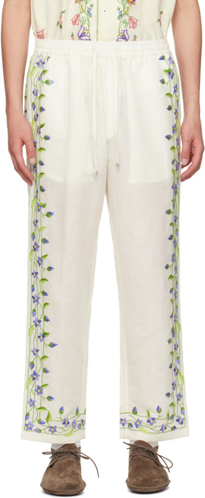 HARAGO Off-White Embroidered Trousers Cover