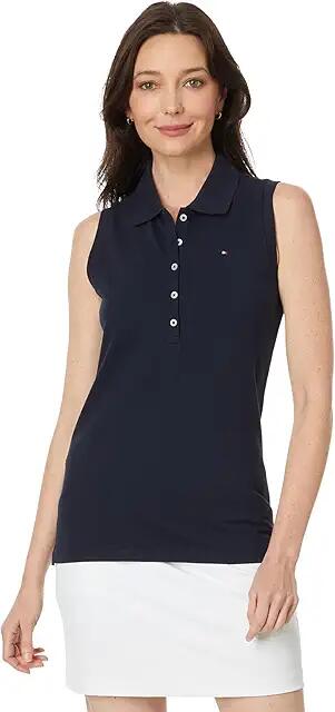 Tommy Hilfiger Sleeveless Solid Polo (Sky Captain) Women's Clothing Cover