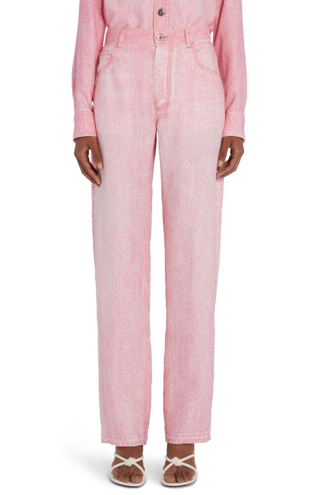 Bottega Veneta Trompe l'Oeil Denim Print Pants in Pink/White Cover