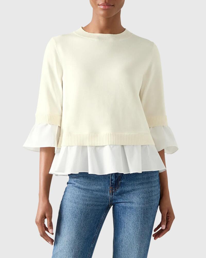 LK Bennett Maisie Ruffle-Trim Crewneck Jumper Cover