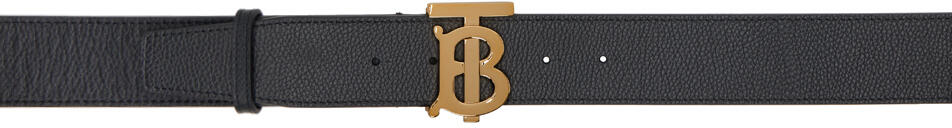 Burberry Black Leather Wide TB Belt Cover