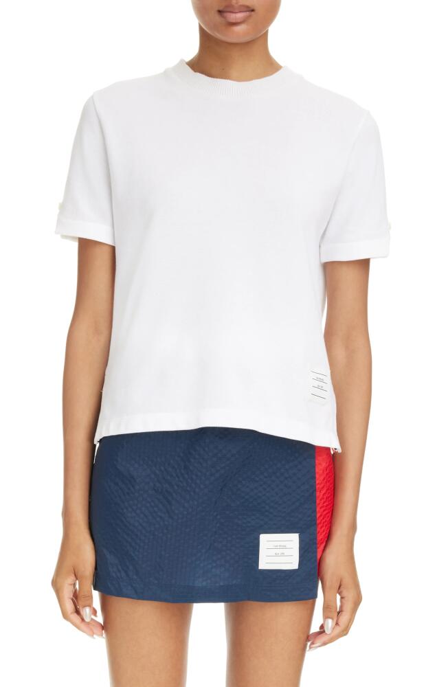 Thom Browne Sequin Crab Cotton Piqué T-Shirt in White Cover