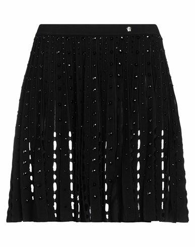 Versace Woman Mini skirt Black Viscose, Polyester, Elastane, Aluminum, Glass Cover