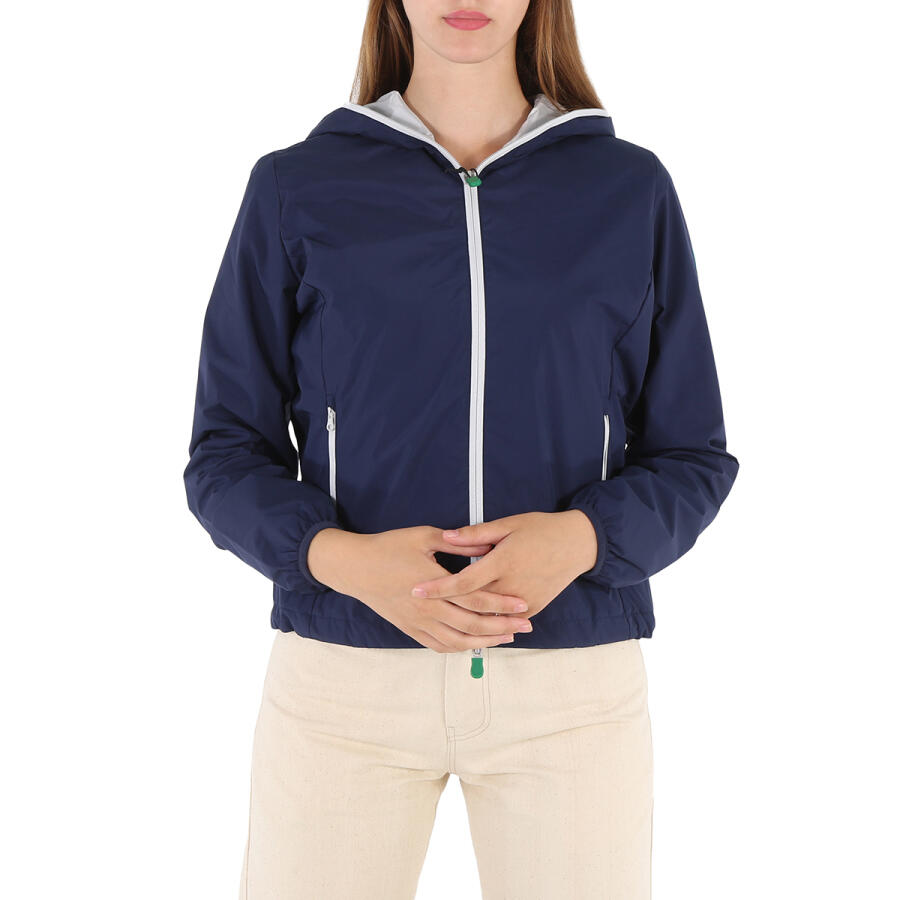 Save The Duck Stella Hooded Rain Jacket In Navy Blue Cover