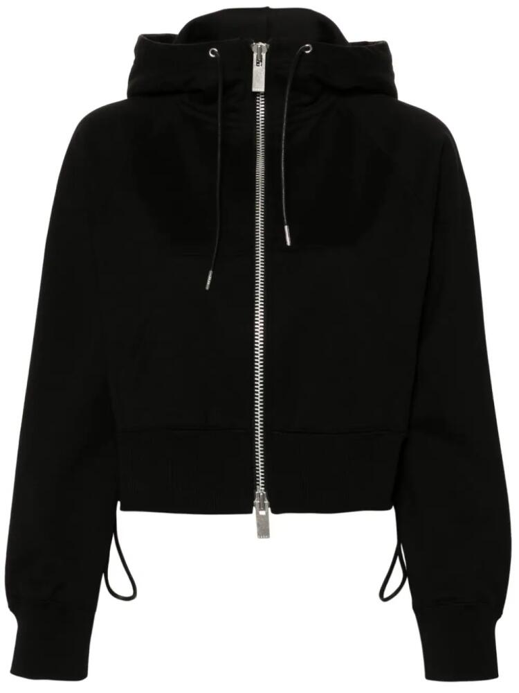 sacai logo-appliqué cropped hoodie - Black Cover