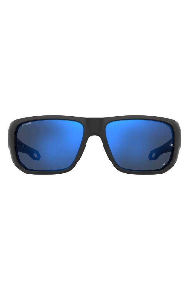 Under Armour Attack 2 63mm Wrap Sunglasses in Black/Grey Blue Silver Polar Cover