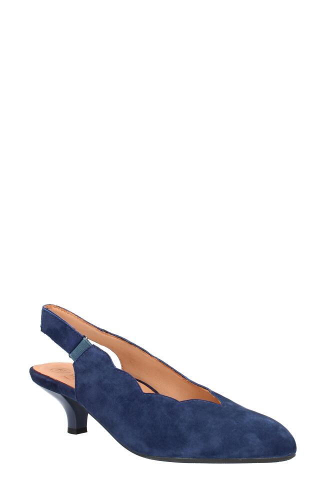 L'Amour des Pieds Hulda Kitten Heel Slingback Pump in Navy Cover