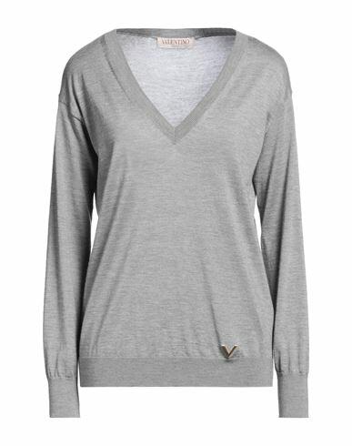 Valentino Garavani Woman Sweater Light grey Cashmere, Silk Cover