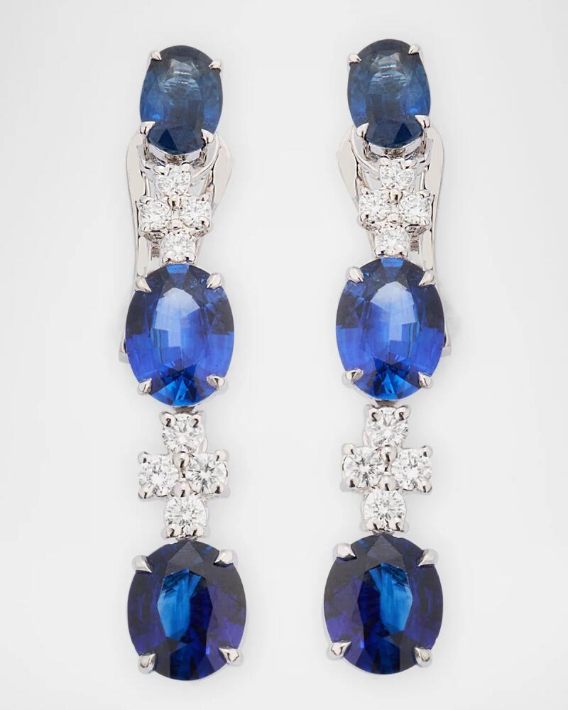 Piranesi 18K White Gold Blue Sapphire and Diamond Drop Earrings Cover