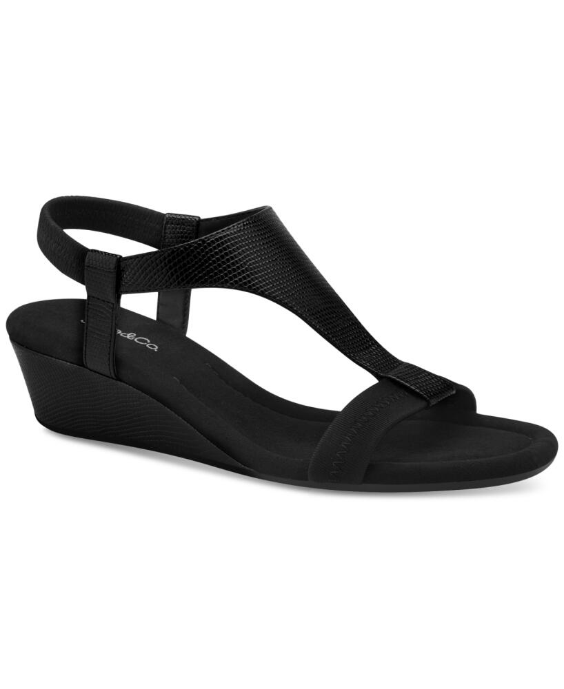 Style & Co Women's Step N Flex Vacanzaa Wedge Sandals, Created for Macy's - Black Lizard Cover