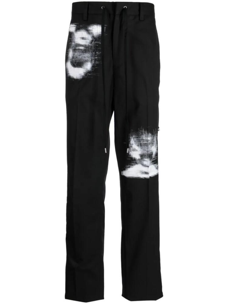 Takahiromiyashita The Soloist graphic-print drawstring-waist trousers - Black Cover