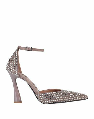 Eddy Daniele Woman Pumps Light brown Leather, Swarovski Crystal Cover