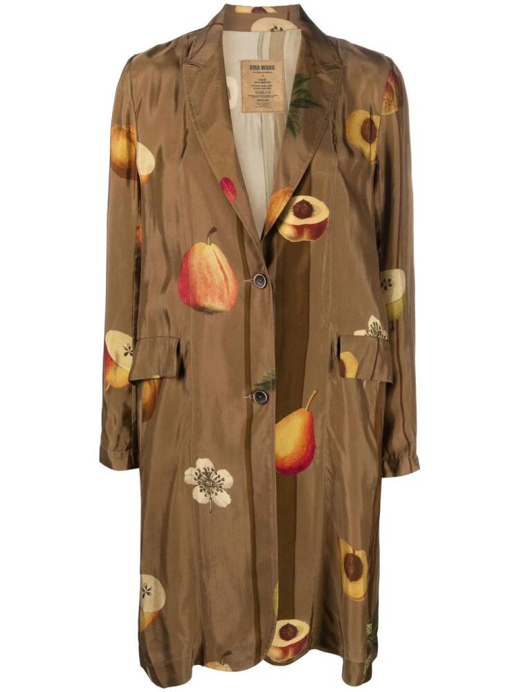 Uma Wang fruit-print single-breasted coat - Brown Cover