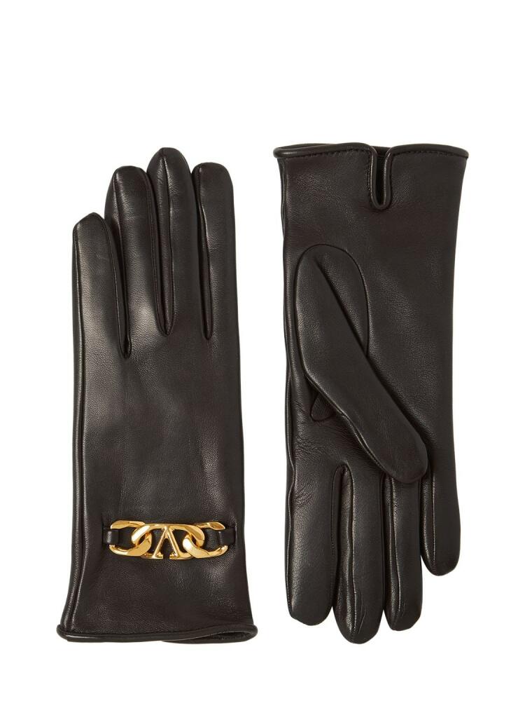 VALENTINO GARAVANI V Logo Chain Smooth Leather Gloves Cover