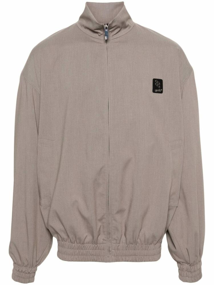 GCDS logo-appliqué drop-shoulder jacket - Grey Cover