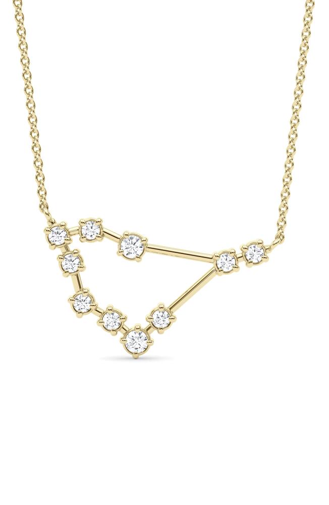 HauteCarat Capricorn Constellation Lab Created Diamond Necklace in 18K Yellow Gold Cover