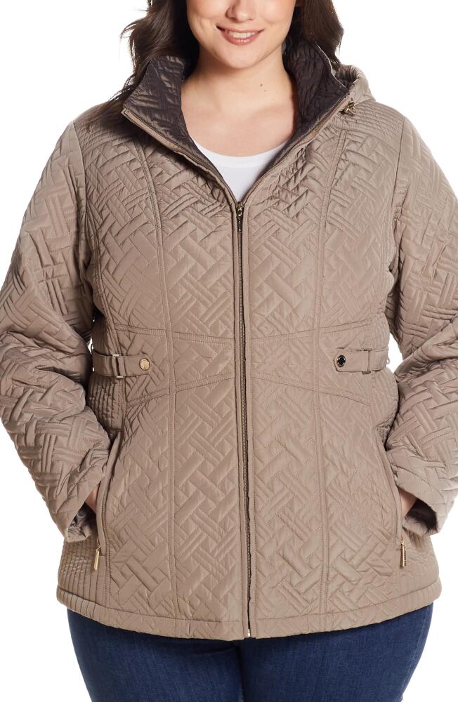 Gallery Quilted Jacket with Removable Hood in Mushroom Cover