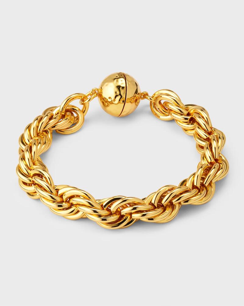 NEST Jewelry 22K Gold Rope Chain Bracelet with Magnetic Clasp Cover