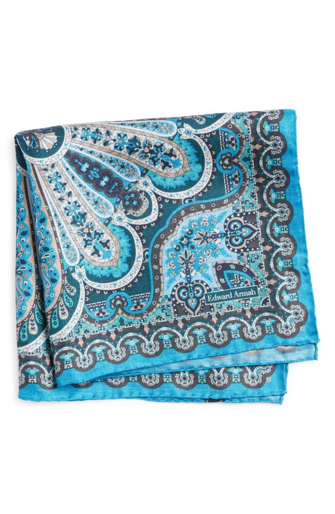 EDWARD ARMAH Neat Silk Pocket Square in Blue Cover