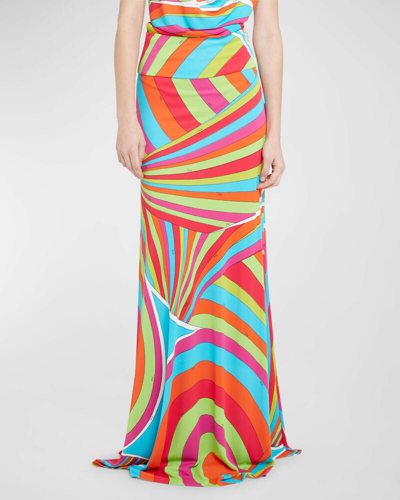 Emilio Pucci Abstract-Print Silk Maxi Skirt Cover