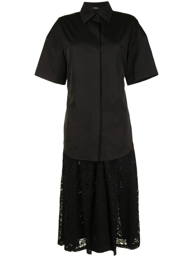 Goen.J shirt-layered pleated-lace dress - Black Cover