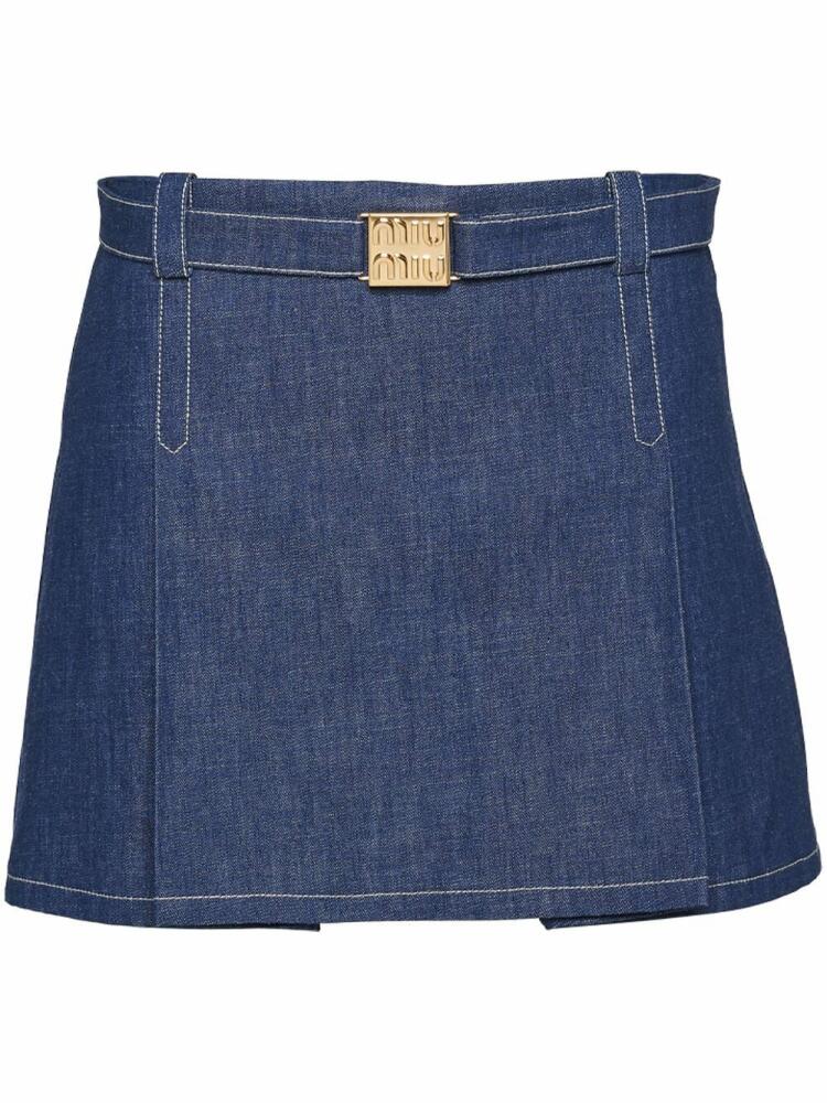 Miu Miu denim logo mini skirt - Blue Cover