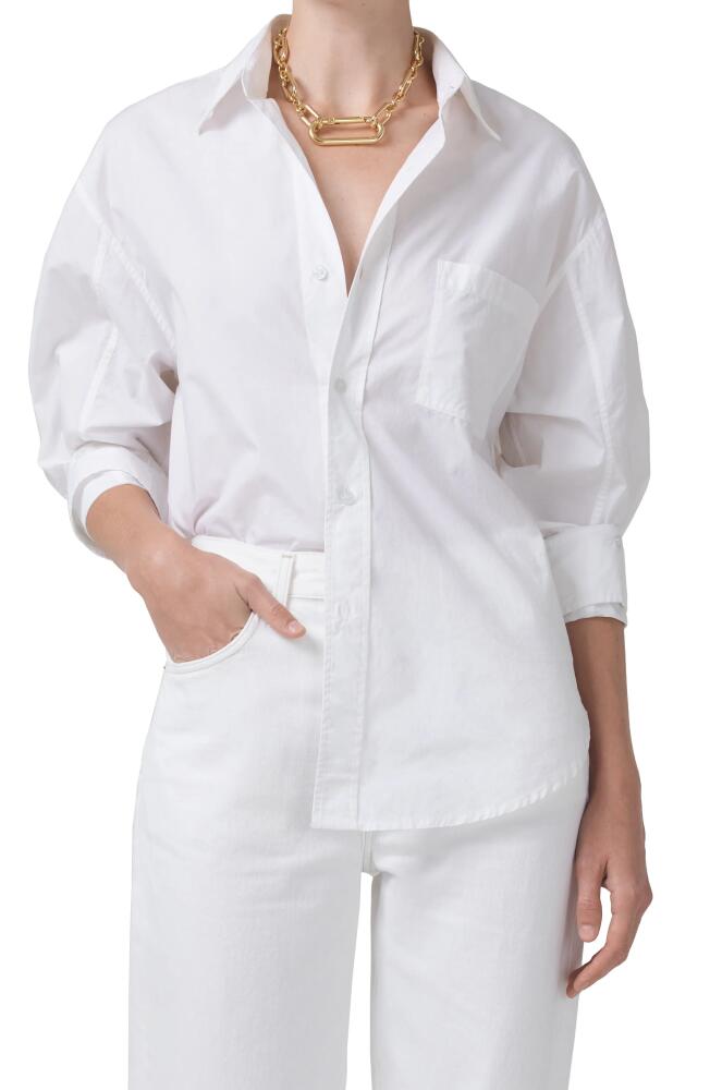 Citizens of Humanity Kayla Oversize Poplin Button-Up Shirt in Optic White Cover