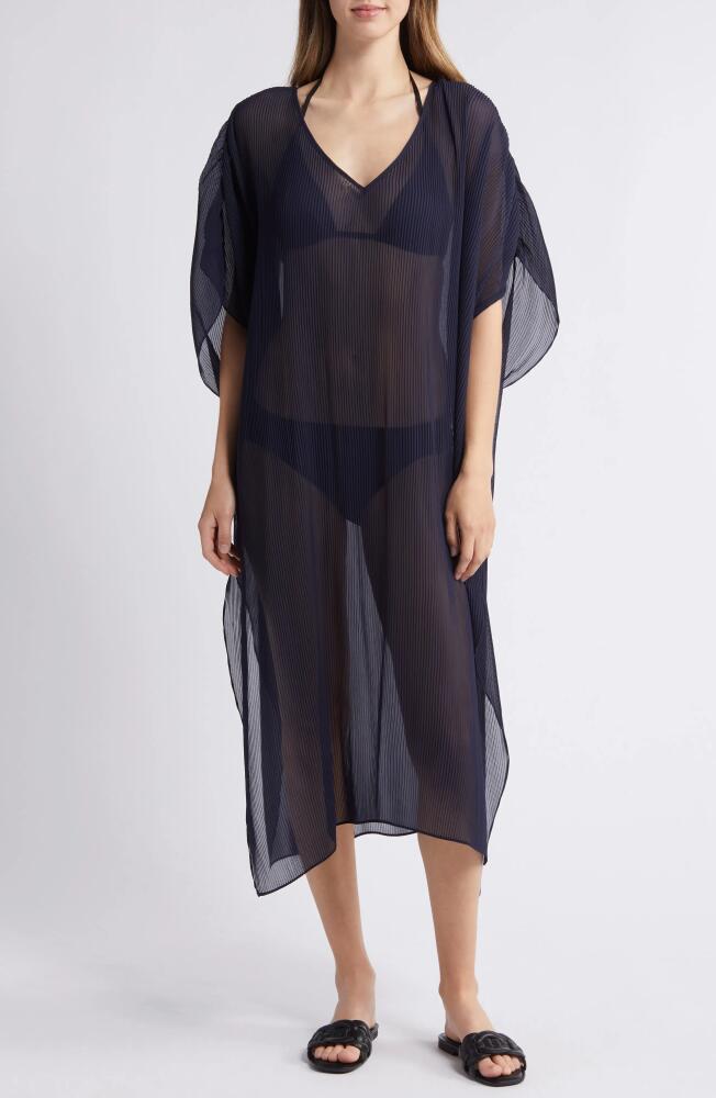 Nordstrom Pleated Sheer Caftan in Navy Night Cover