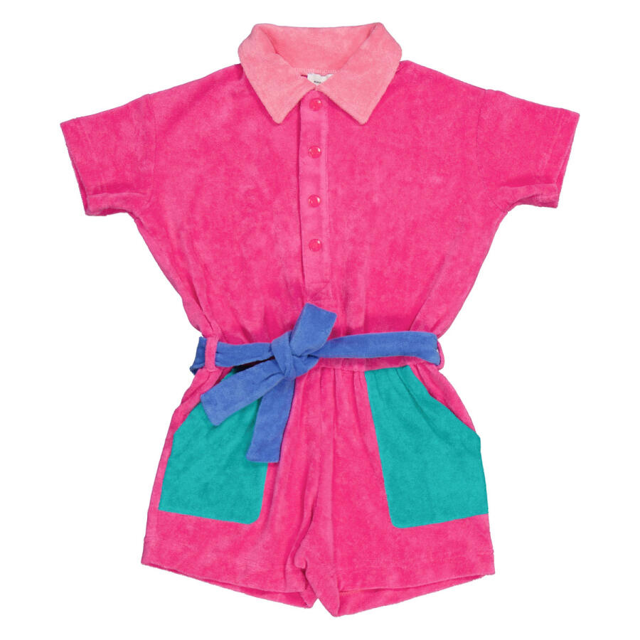 Little Marc Jacobs Girls Fuschia Cotton Terry Cloth Playsuit Cover