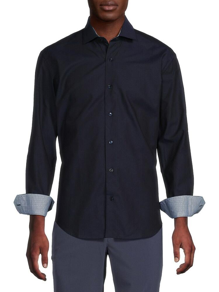 Bertigo Men's Contrast Cuff Sport Shirt - Navy Cover