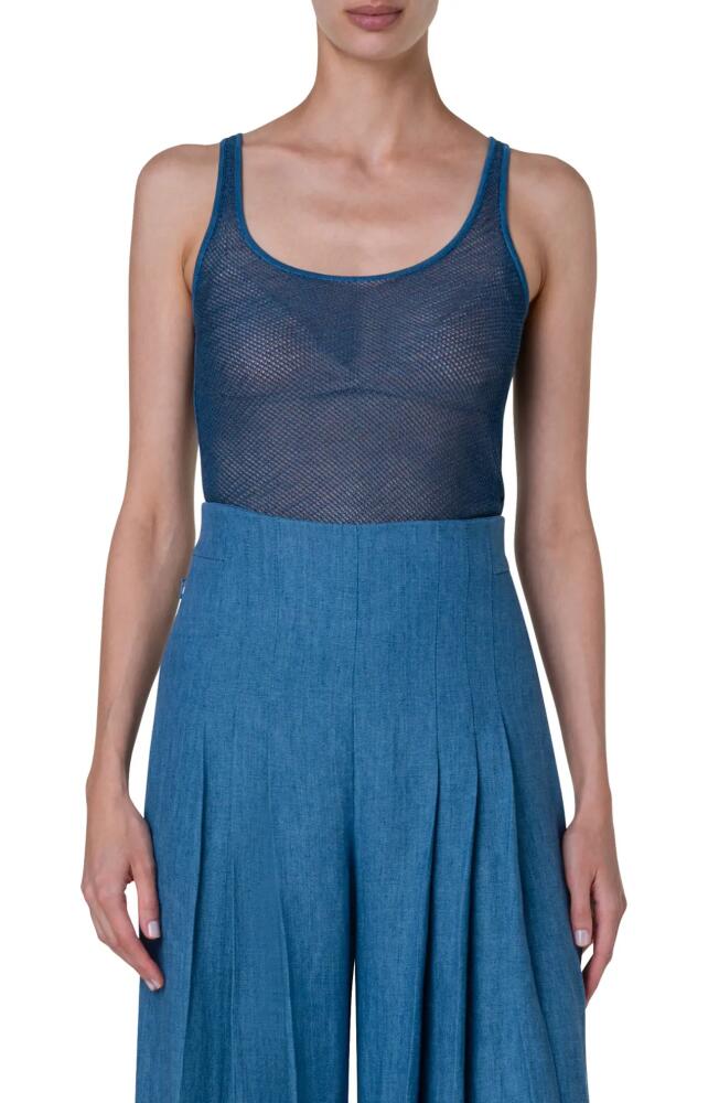 Akris Silk Mesh Tank in Medium Denim Cover