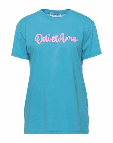 Odi Et Amo Woman T-shirt Azure Cotton Cover