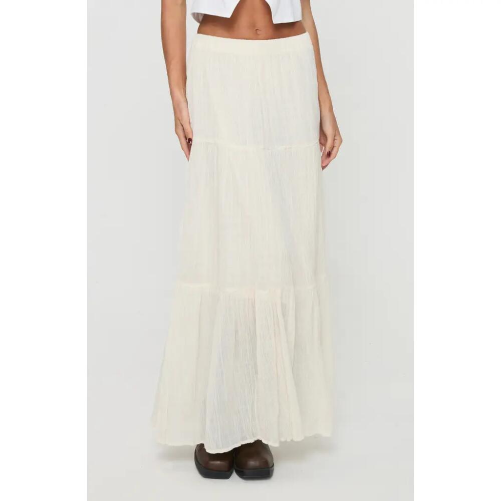 Princess Polly Gilchrist Low Rise Tiered Maxi Skirt in Ivory Low Impact Cover