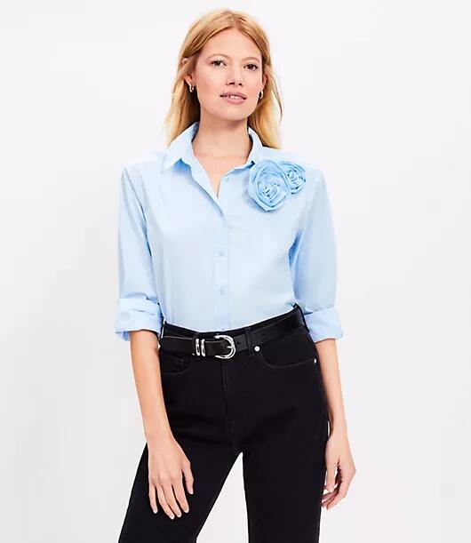 Loft Rosette Poplin Everyday Relaxed Shirt Cover